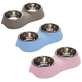 Imac Diva Double Двойная металлическая антискользящая миска для собак и котов
