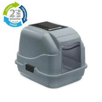 Imac Easy Cat 2nd Plastic Life Закрытый туалет из вторичного пластика с угольным фильтром и лопаткой для котов (Grey)