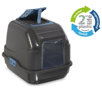 Imac Easy Cat 2nd Plastic Life Закрытый туалет из вторичного пластика с угольным фильтром и лопаткой для котов (Black)