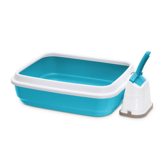 Imac Duo Туалет с высокими бортиками, ободком и лопаткой для котов (LBlue)