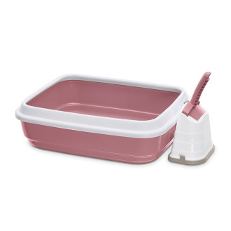 Imac Duo Туалет с высокими бортиками, ободком и лопаткой для котов (Pink)