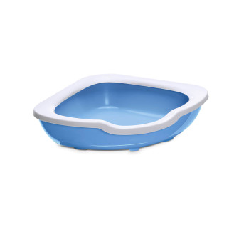 Imac Fred Угловой туалет с высокими бортиками и ободком для котов (LBlue)