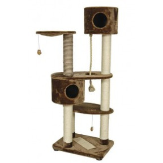 Nobby Flesh Большая когтеточка-игровой комплекс с двумя домиками, дряпкой и игрушками для кошек (Brown)