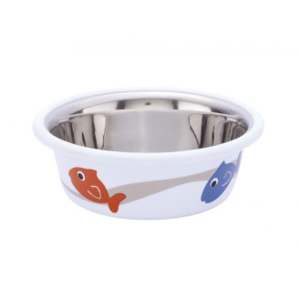 Nobby Cutie Антискользящая миска из нержавеющей стали для котов Рыбки (White)