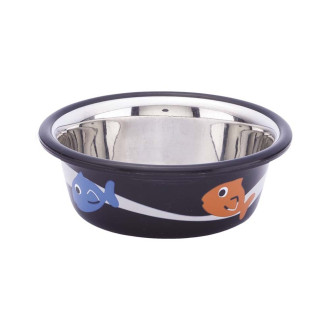 Nobby Cutie Антискользящая миска из нержавеющей стали для котов Рыбки (Black)