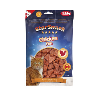 Nobby StarSnack Cat Low Fat Chicken Fish Диетические лакомства для кошек Сердечки с Курицей и Треской