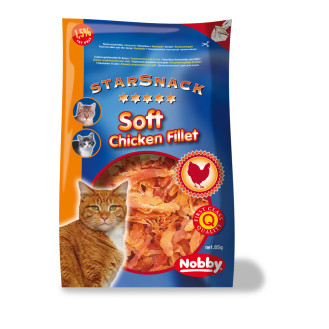 Nobby StarSnack Cat Low Fat Soft Chicken Fillet Диетические лакомства для кошек Вяленые кусочки Курицы