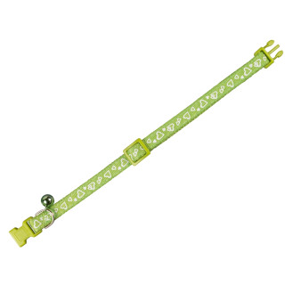 Nobby Cat Collar Heart Нейлоновый ошейник для кошек с колькольчиком Сердечки (Lime)
