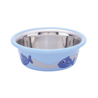 Nobby Cutie Антискользящая миска из нержавеющей стали для котов Рыбки (LBlue)