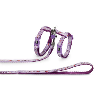 Nobby Cat Harness Love Анатомическая шлея с поводком и декоративной подвеской для кошек Любовь (Lavender)