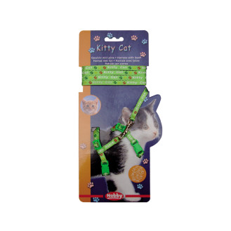 Nobby Kitten Harness Kitty Анатомическая шлея-восьмерка с поводком для котят Лапки (Green)
