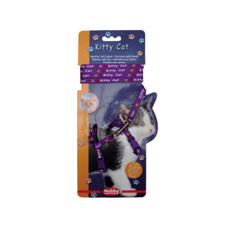 Nobby Kitten Harness Kitty Анатомическая шлея-восьмерка с поводком для котят Лапки (Violet)