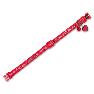Nobby Cat Collar Love Нейлоновый ошейник для кошек с колокольчиком и украшением Любовь (Red)