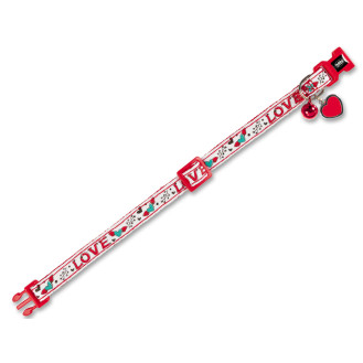 Nobby Cat Collar Love Нейлоновый ошейник для кошек с колокольчиком и украшением Любовь (White)