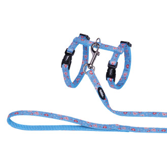 Nobby Cat Harness Heart Light Blue Анатомічна шлея з повідцем для кішок Серця