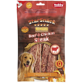 Nobby StarSnack BBQ Beef & Chicken Steak Натуральные лакомства для собак Стейк из Говядины и Курицы