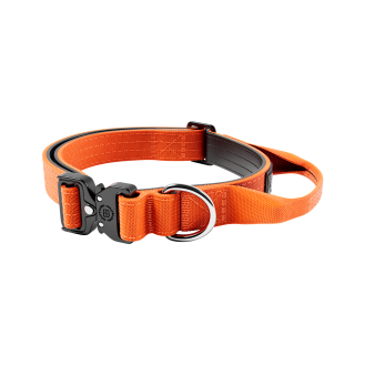BullyBillows Combat Collar Handle 2.5 cm Профессиональный тактический ошейник для щенков и маленьких собак (Orange XXS)