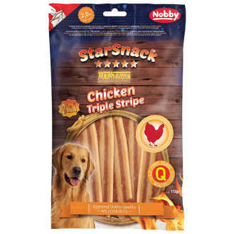 Nobby StarSnack Low Fat BBQ Chicken Triple Stripe Ласощі без цукру для собак Курячі Смужки