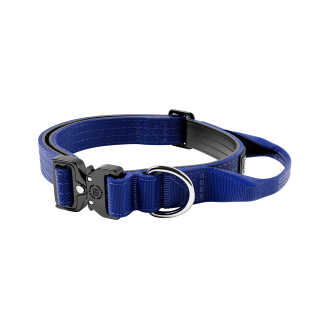 BullyBillows Combat Collar Handle 2.5 cm Профессиональный тактический ошейник для щенков и маленьких собак (Blue XS-M)
