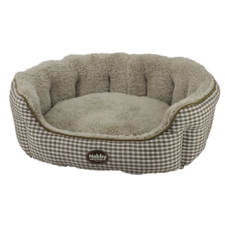 Nobby Xaver Oval Меховой лежак-софа с бортиками для собак и котов (Brown XS)