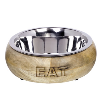 Nobby Eat Антискользящая металлическая миска на подставке из дерева манго для собак (1,5 л)