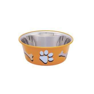 Nobby Cutie Антискользящая миска из нержавеющей стали для собак Лапки (Orange 900 мл)