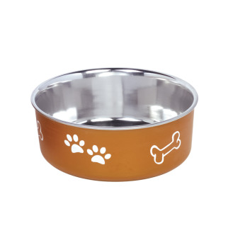 Nobby Fusion Антискользящая миска из нержавеющей стали для собак Косточка (Brown 940 мл)