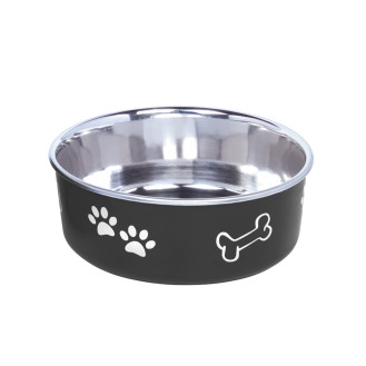 Nobby Fusion Антискользящая миска из нержавеющей стали для собак Косточка (Black 940 мл)