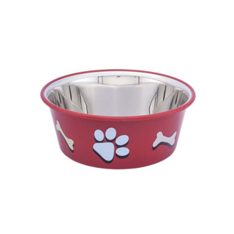 Nobby Cutie Антискользящая миска из нержавеющей стали для собак Лапки (Red 1,9 л)