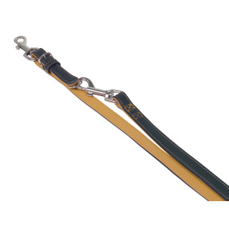 Nobby Pacific 3 in 1 Leash Кожаный мягкий поводок-перестежка с цветной подкладкой для собак (Gold S-M)