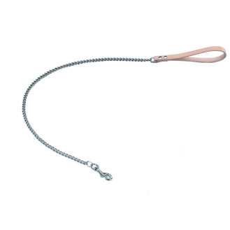 Nobby Chain Leash Металлический крепкий поводок-цепь с кожаной ручкой для собак (Beige S)