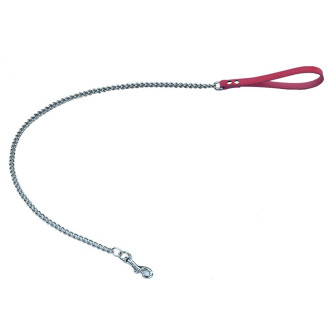 Nobby Chain Leash Металлический крепкий поводок-цепь с кожаной ручкой для собак (Red M)