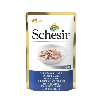 Schesir Adult Cat Tuna & Seabass in Jelly Влажный корм для котов в возрасте от 1 года Тунец с Окунем в желе
