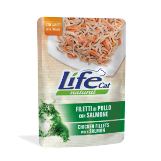Life Cat Natural Chicken Fillets, Salmon & Carrots Вологий корм для кішок Куряче філе з Лососем та Морквою