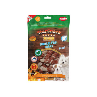Nobby StarSnack Mini Dental BBQ Duck Fish Stick Ласощі для зубів цуценят та маленьких собак Паличка з Качкою та Тріскою