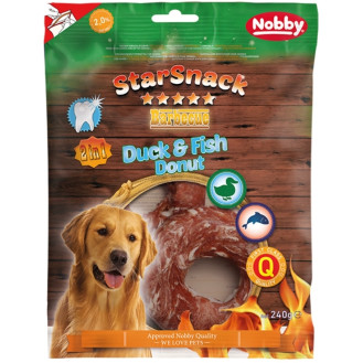 Nobby StarSnack Dental BBQ Duck & Fish Donut Ласощі для чистки зубів собак Жувальний Пончик з Качкою та Тріскою