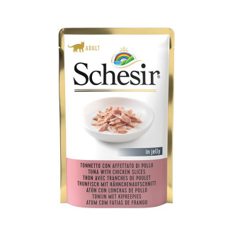 Schesir Adult Cat Tuna & Chicken Fillets in Jelly Вологий корм для котів віком від 1 року Тунець з Курячим філе в желе