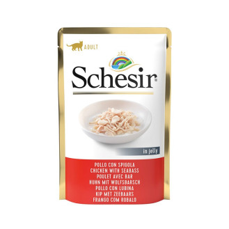 Schesir Adult Cat Chicken Fillets & Seabass in Jelly Вологий корм для котів віком від 1 року Куряче філе з Окунем в желе