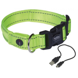 Nobby Flash Mesh LED Collar Светодиодный нейлоновый ошейник для собак, светящийся ночью (Lime S-M)