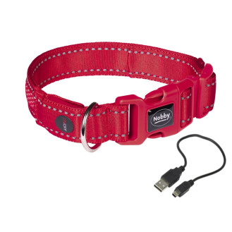 Nobby Flash Mesh LED Collar Светодиодный нейлоновый ошейник для собак, светящийся ночью (Red M-L)