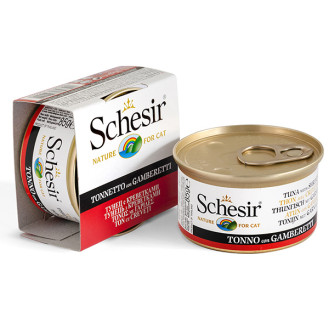 Schesir Adult Cat Tuna & Shrimps in Jelly Консерва для котов в возрасте от 1 года Тунец с Креветками в желе