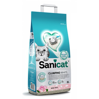 Sanicat Clumping White Rose Комкуючий нейтралізуючий білий бентонітовий наповнювач для котів з ароматом троянди