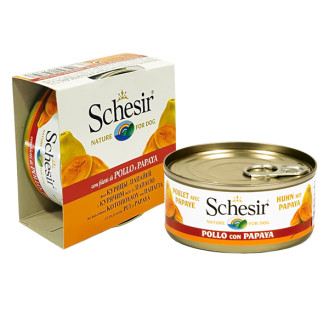 Schesir Adult Dog Chicken Fillets & Papaya in Jelly Консерва для собак в возрасте от 1 года Куриное филе с Папайей в желе