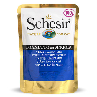 Schesir Adult Cat Tuna & Seabass in Jelly Влажный корм для котов в возрасте от 1 года Тунец с Окунем в желе