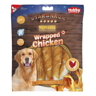 Nobby StarSnack Dental BBQ Wrapped Chicken Лакомства для ухода за зубами собак Куриные трубочки (500 г 13 см)