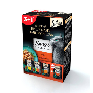 Sheba 3+1 Sauce Collection Beef Влажный корм для взрослых котов Сочный микс с Говядиной