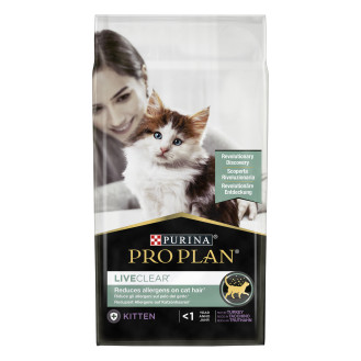 Purina Pro Plan LiveClear Kitten Turkey Сухой корм с индейкой для котят, снижающий уровень аллергенов на шерсти (1,4 кг)