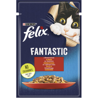 Felix Fantastic Beef Вологий корм для дорослих котів Шматочки в желе з яловичиною