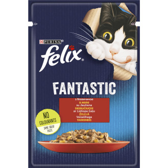 Felix Fantastic Beef Вологий корм для дорослих котів Шматочки в желе з яловичиною