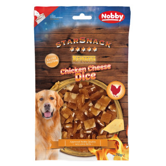 Nobby StarSnack Extra Protein BBQ Chicken & Cheese Dice Протеїнові ласощі для собак Кубики з Сушеної Курки з Сиром